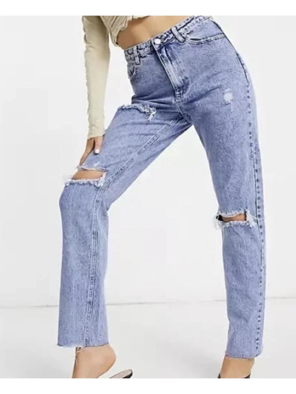 ASOS Missguided Blue Light Wash Distressed Denim - Women's 2